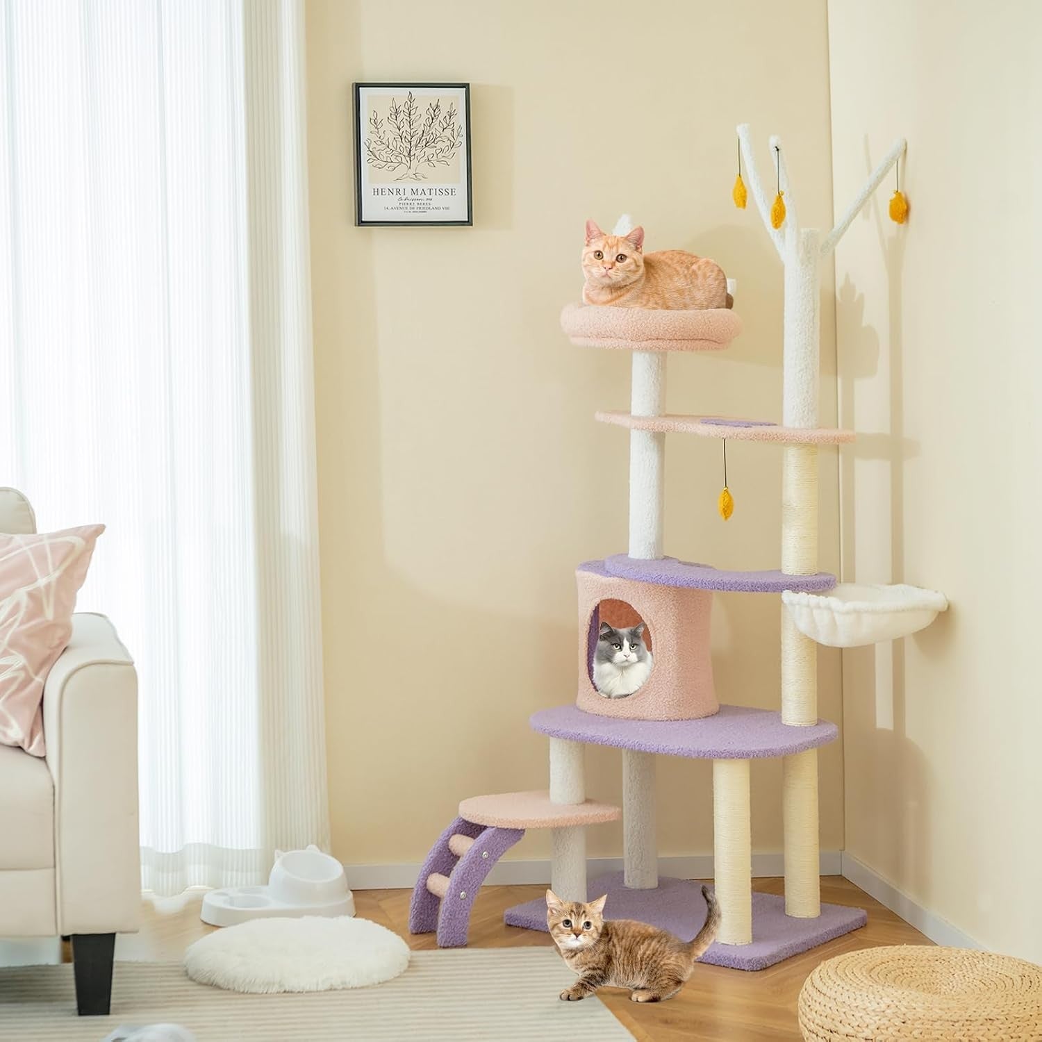 Cat Tree 160cm Multi Level Climbing Tower Condo Hammock Sisal Indoor Cats