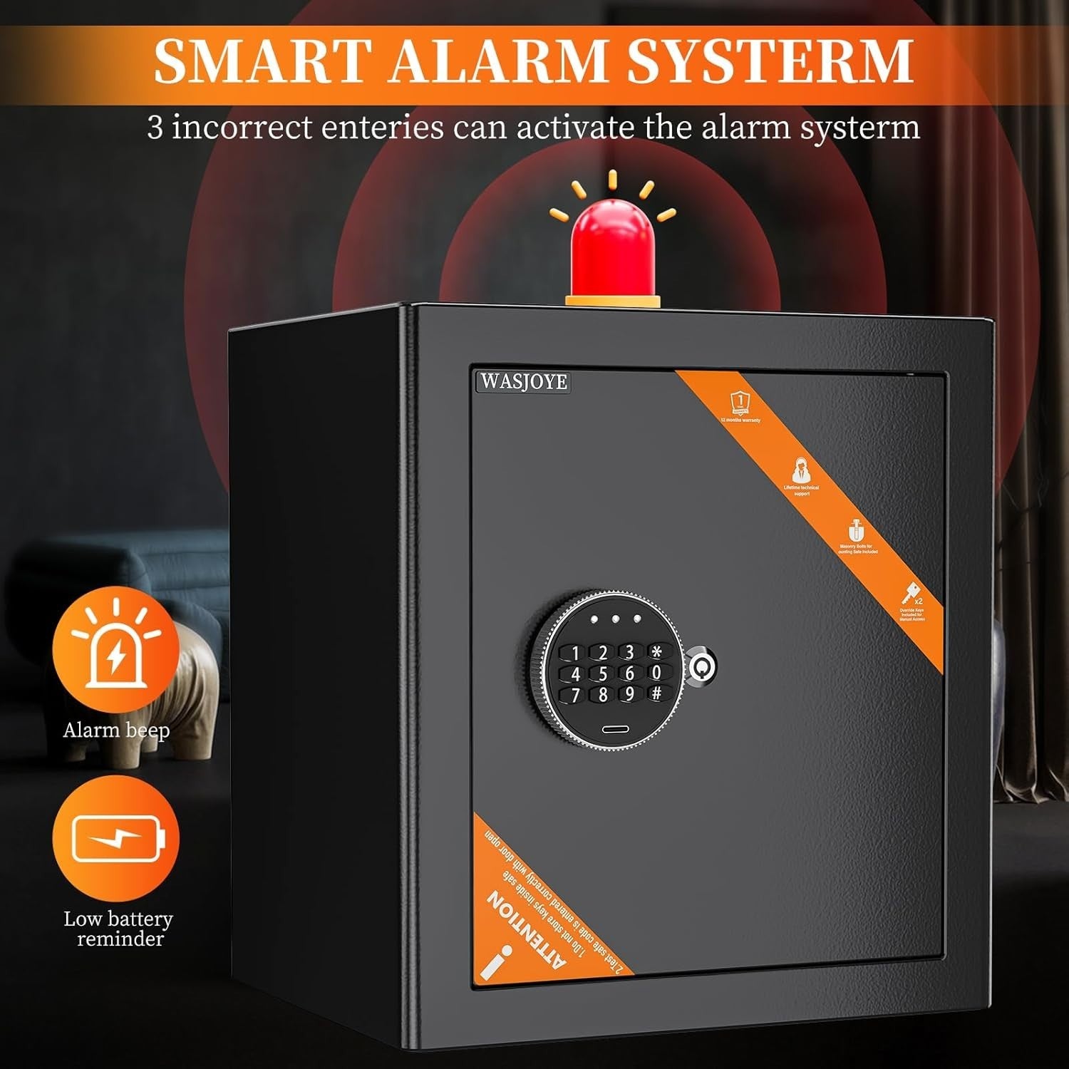 42L Digital Safe Box Electronic Keypad Security Cabinet with Keys