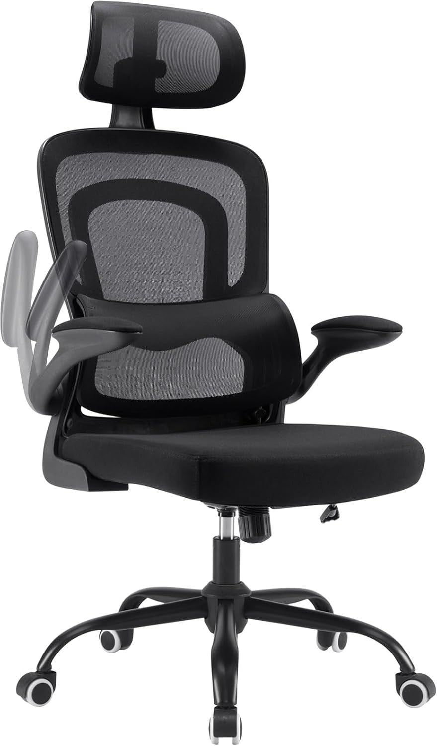 Ergonomic Mesh Office Chair Lumbar Support Flip-Up Arms Adjustable Desk Computer