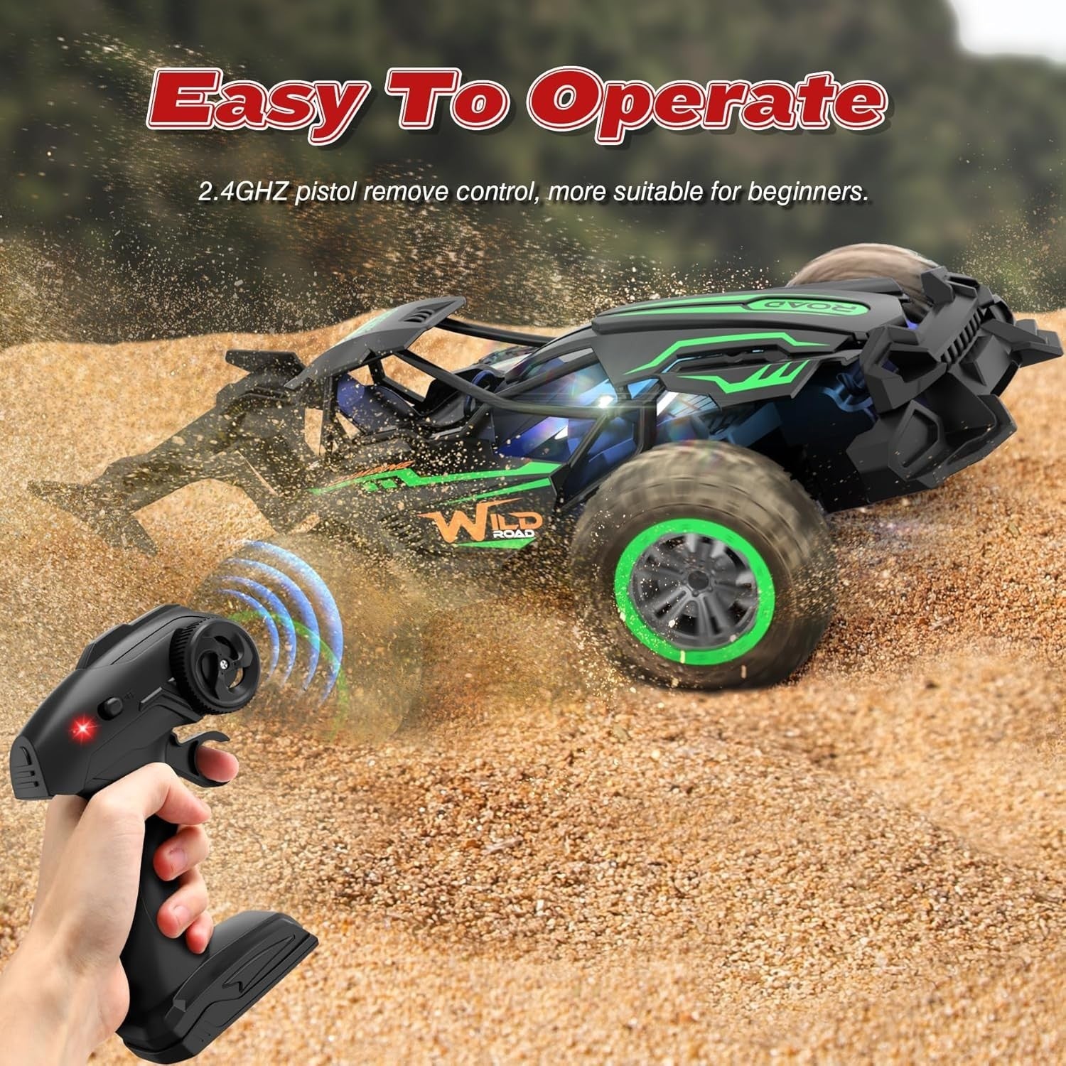 20KM/H RC Car 2.4GHz Off-Road Remote Control Car 2WD Fast Buggy Gift for Kids Bo