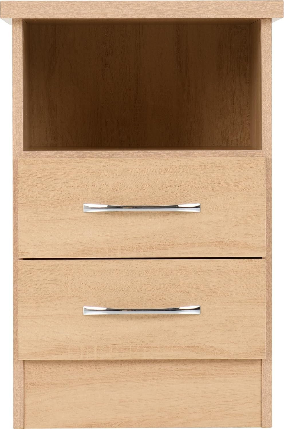 2 Drawer Bedside Table in Sonoma Oak Effect – Modern Nightstand