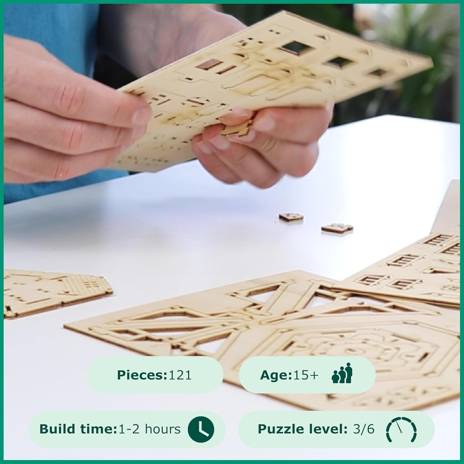 3D Wooden Puzzle LED Treehouse Kit for Adults & Kids, 121pcs Plant Decor