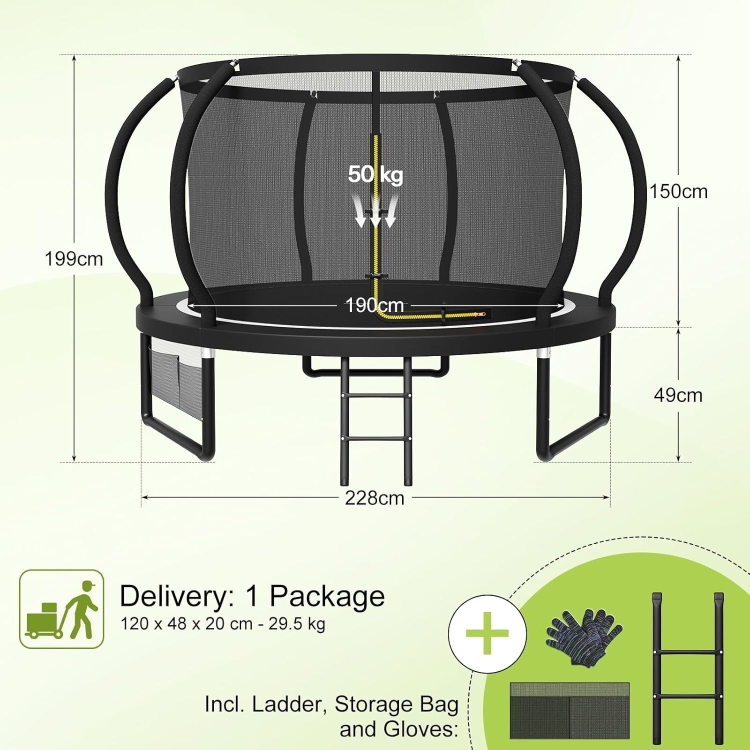 8ft Outdoor Garden Trampoline Safety Net Ladder Kids Play Set