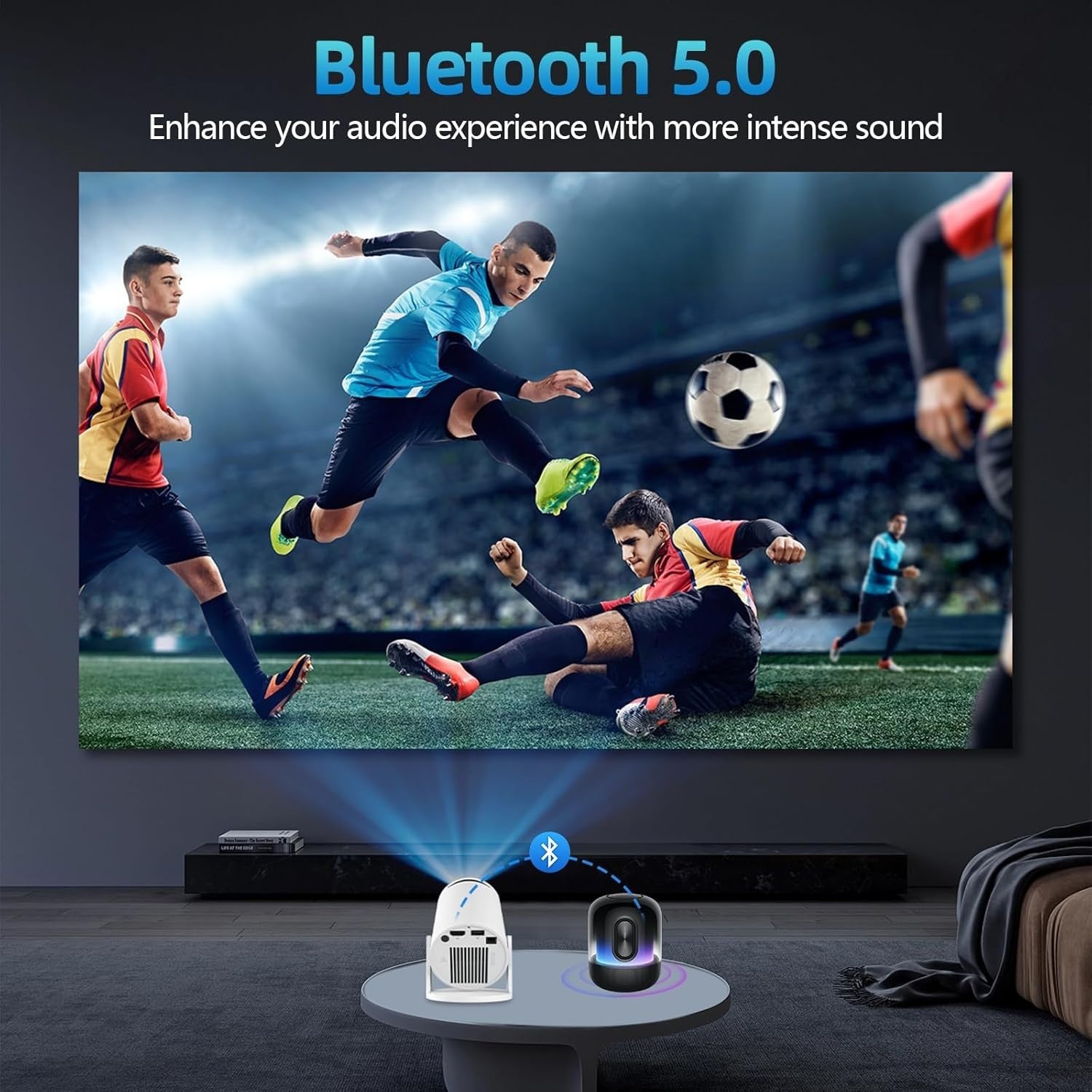 1080P Smart Mini Projector WiFi 6 Bluetooth 180° Auto Keystone 4K