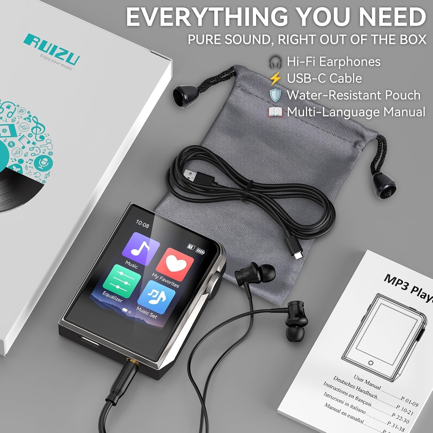 64GB HiFi MP3 Player Lossless Metal Body Expandable 128GB