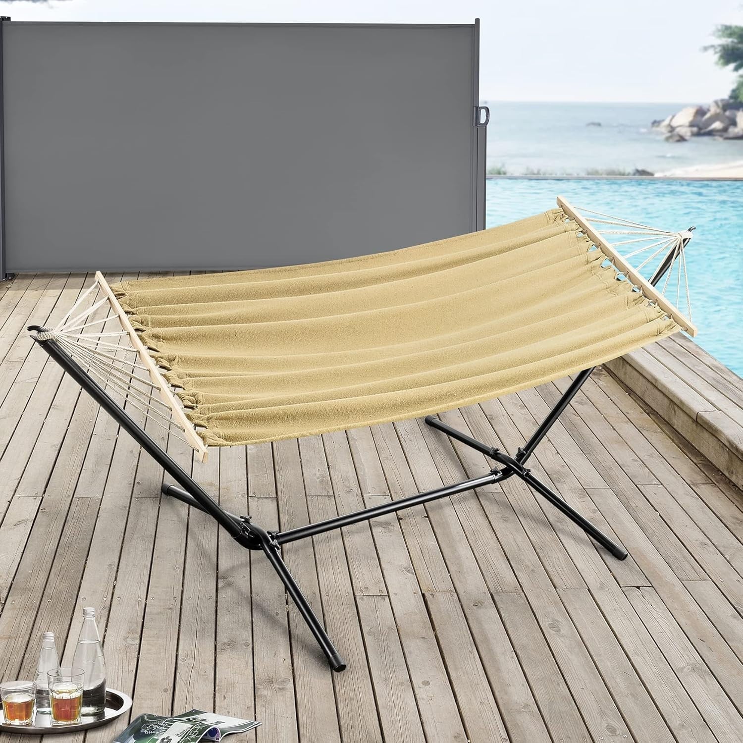 Luxury Hammock with Frame Indoor Outdoor Bed 200x100cm 120kg Heavy Duty Relax