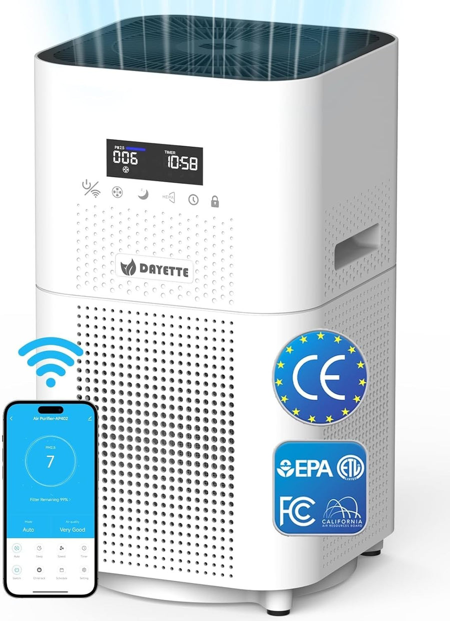 Smart HEPA Air Purifier Large Room 3000ft² WiFi Alexa Quiet