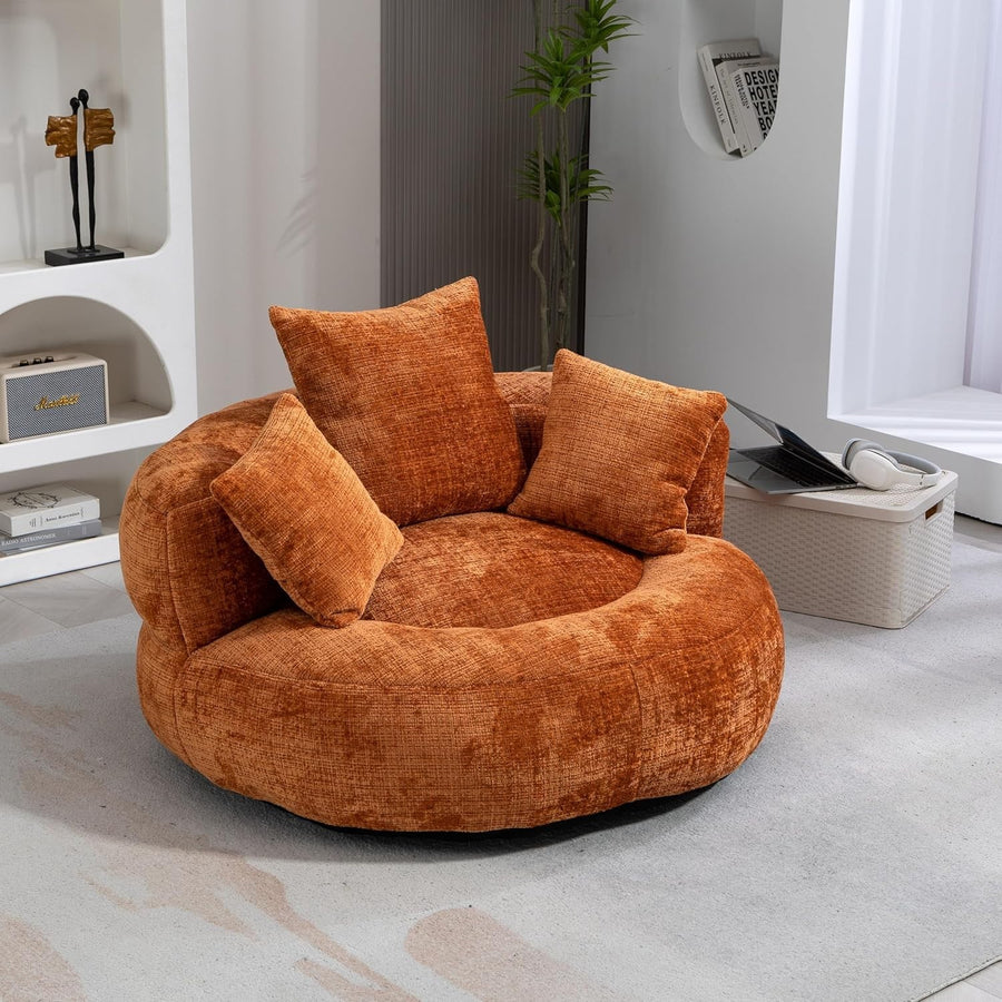 XL Bean Bag Chair Sofa for Adults – Plush Gaming Seat w/ 3 Pillows, Orange