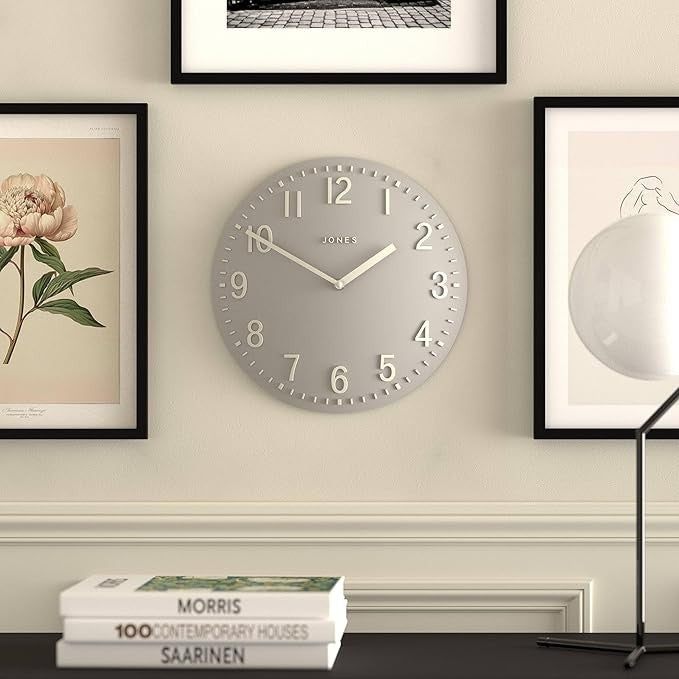 30cm Pale Grey Wall Clock Modern Convex Silent Design Easy-Read Home Decor