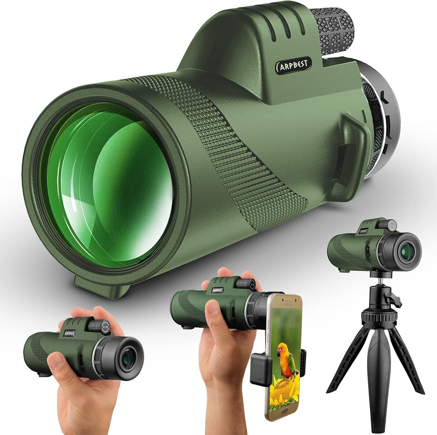 12X50 High Power Monocular FMC BAK4 HD Lens w/ Tripod & Phone Holder