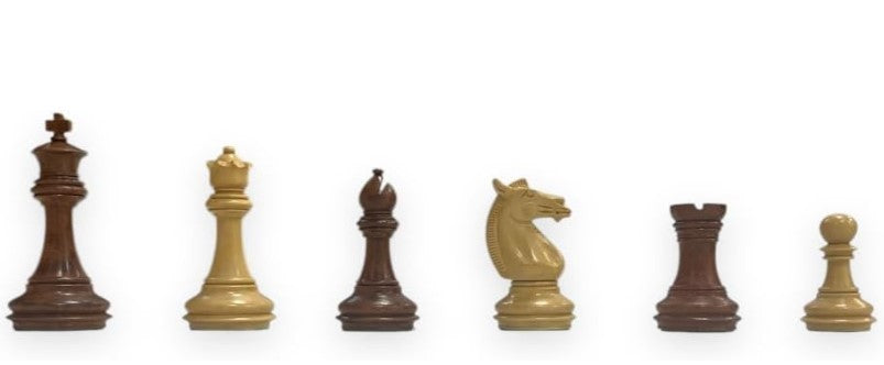 Luxury Acacia Chess Set 4" King with Velvet-Lined Storage Box & Extra Queens