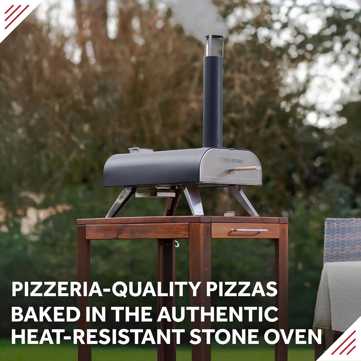 12" Outdoor Wood Fired Pizza Oven Black Stainless Steel Portable BBQ Smoker