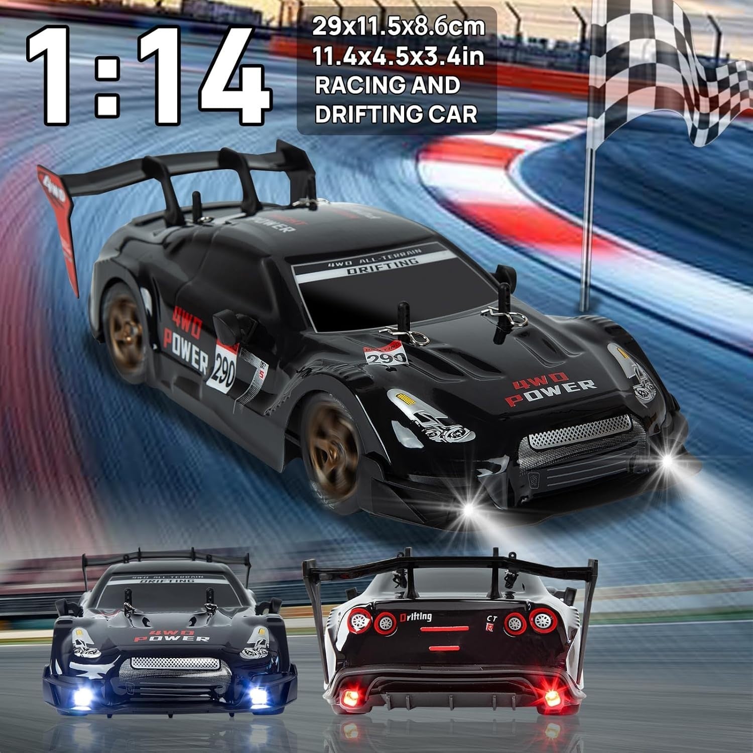 1:14 Full Scale RC Drift Car 4WD Pro Steering & Throttle Kids Adult Gift