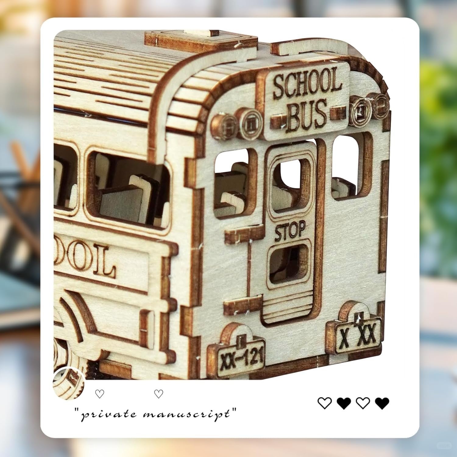 3D Wooden School Bus Puzzle Kit DIY Mechanical Model Gift for Adults