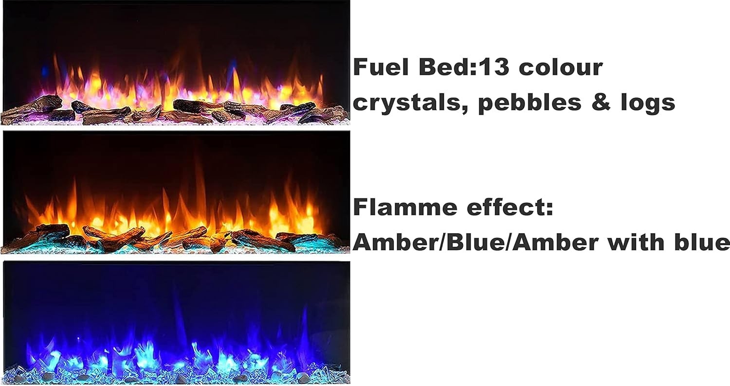 30" Wall Mounted Electric Fireplace LED Flame Heater Remote 1.8kW