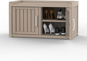 Indoor/Outdoor Resin Shoe Cabinet with Adjustable Shelves & Seat Grey