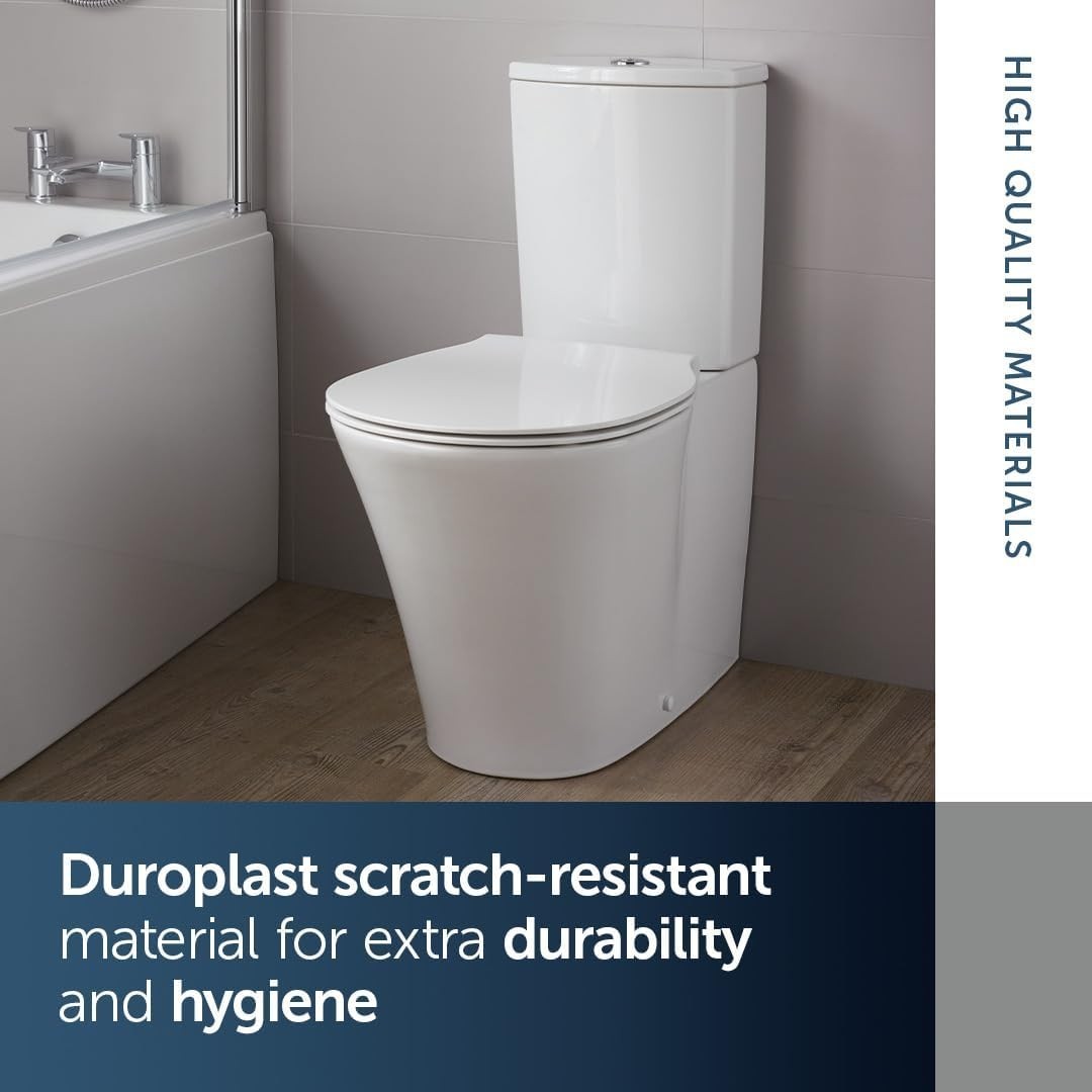 Connect Air Toilet Seat Round White Slim Soft Close Durable Duroplast