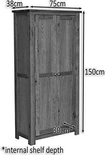 Tall Oak Wooden Storage Cabinet 2 Door Cupboard | Adjustable Shelves Solid Unit