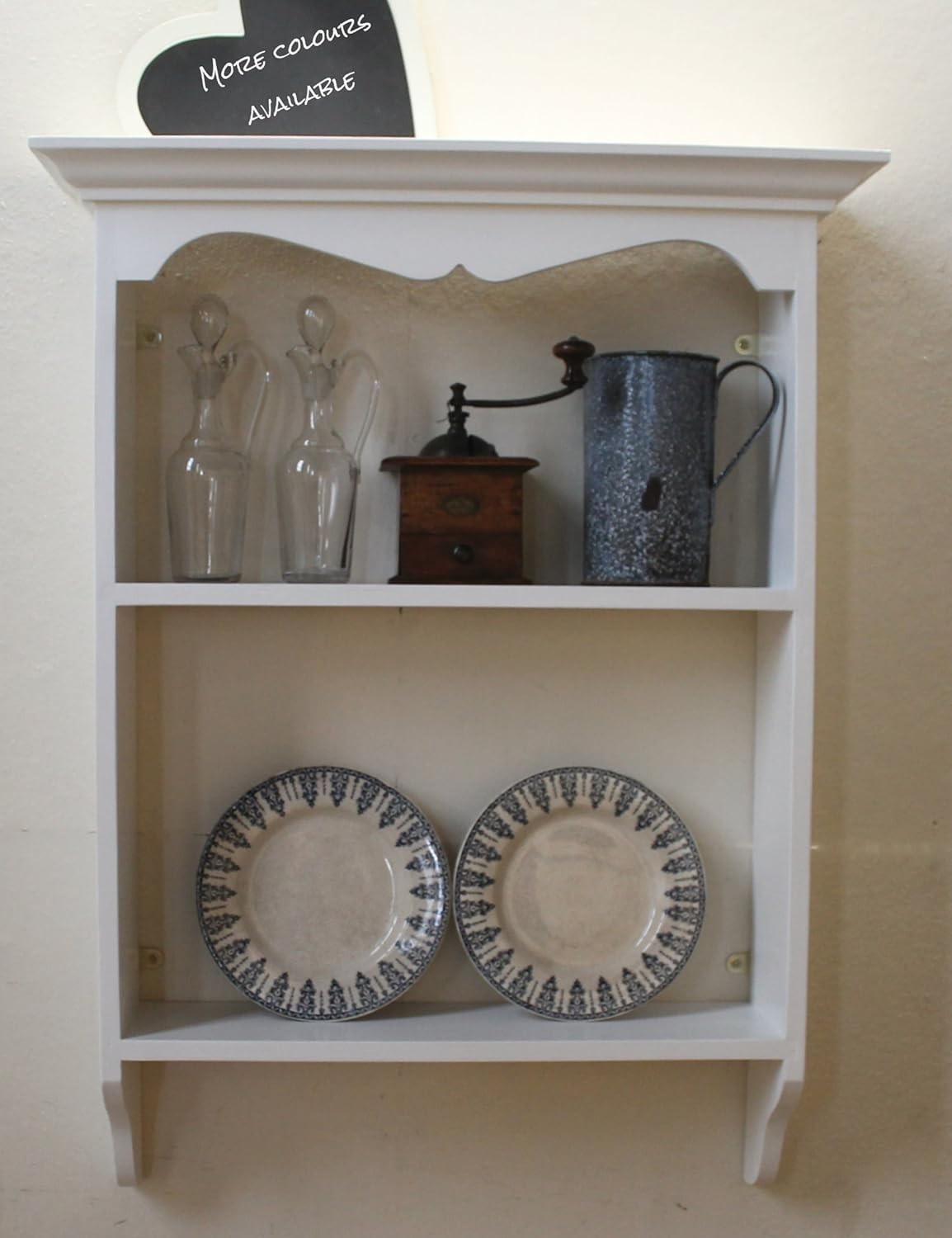 White Antique Wall Cabinet 94cm Wooden Shelving Display Unit Bookshelf