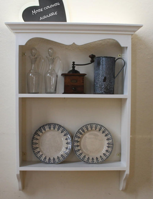White Antique Wall Cabinet 94cm Wooden Shelving Display Unit Bookshelf