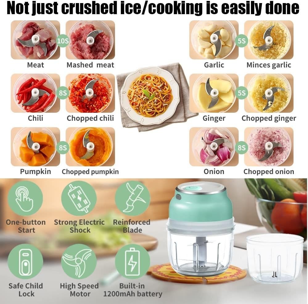 Portable USB Electric Ice Crusher & Food Chopper | Slush Snow Cone Maker