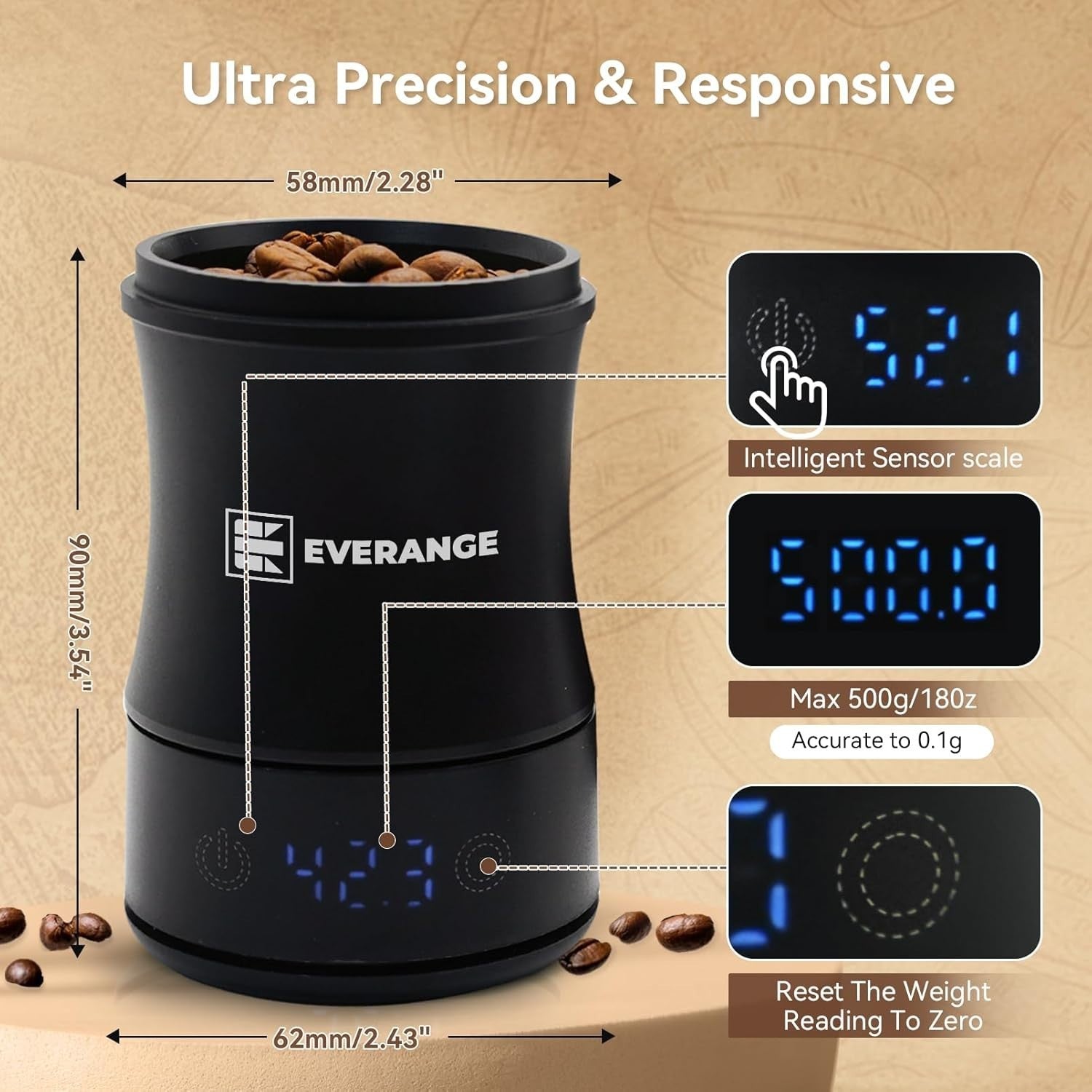 Digital Coffee Scale with Timer Rechargeable Barista Precision Scale