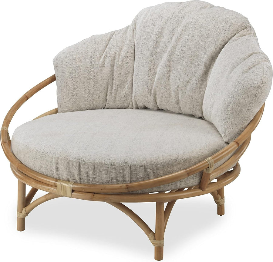 Natural Rattan Snuggle Chair Indoor Cane Lounge Seat with Deep Cushioned Comfort