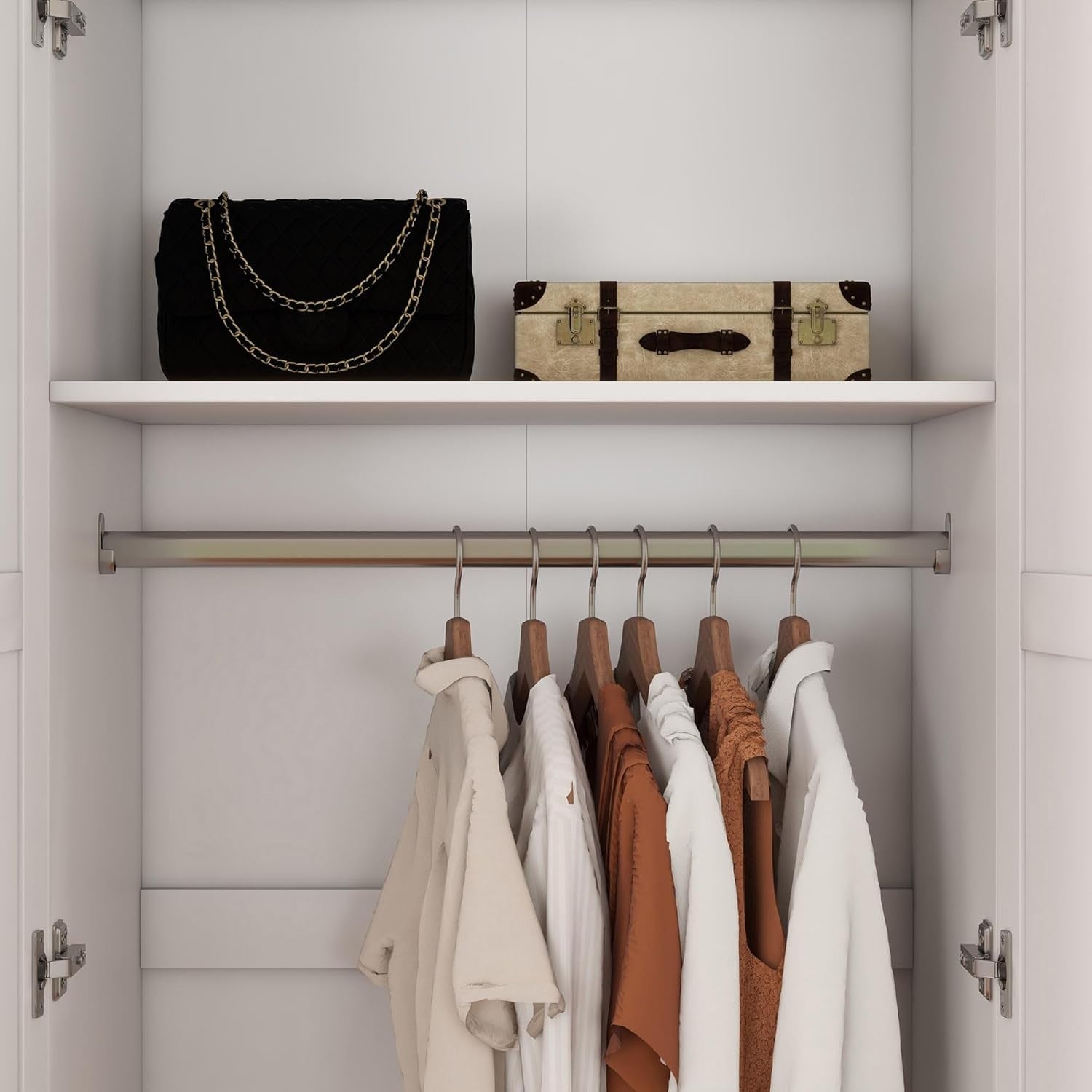 2 Door Wardrobe with Storage Shelf & Hanging Rail - Durable Engineered Wood