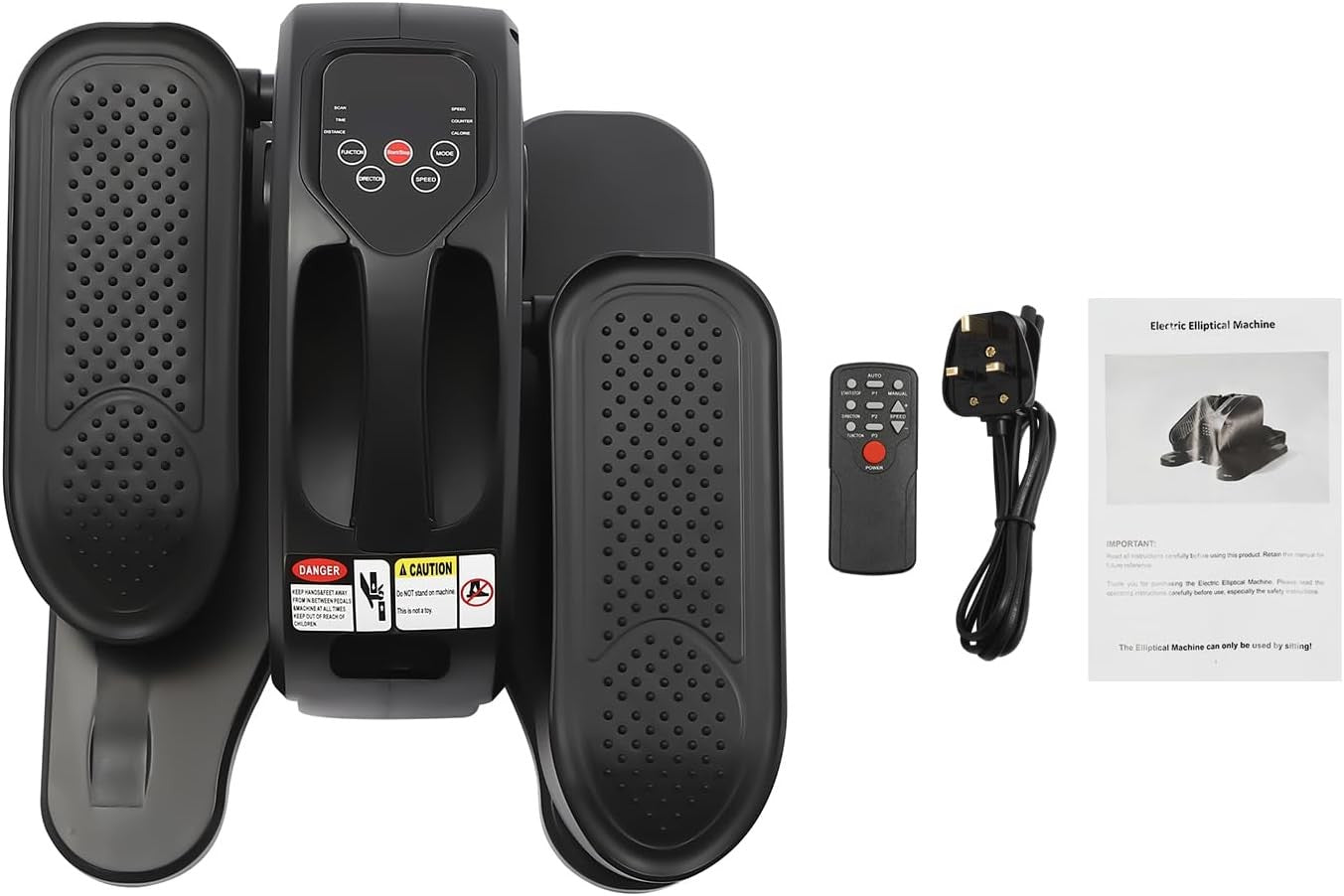 Under Desk Elliptical Pedal Exerciser Quiet Electric Seated Leg Trainer Remote