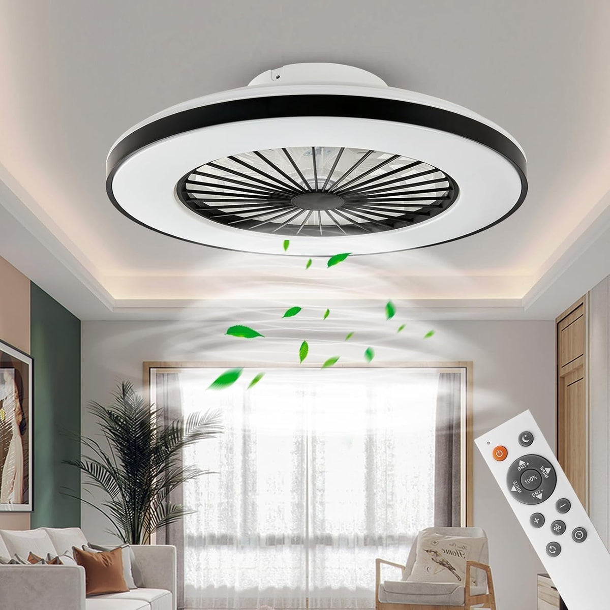 50CM LED Ceiling Fan Light, 24 Speeds, Dimmable, Remote, 3000K-5500K