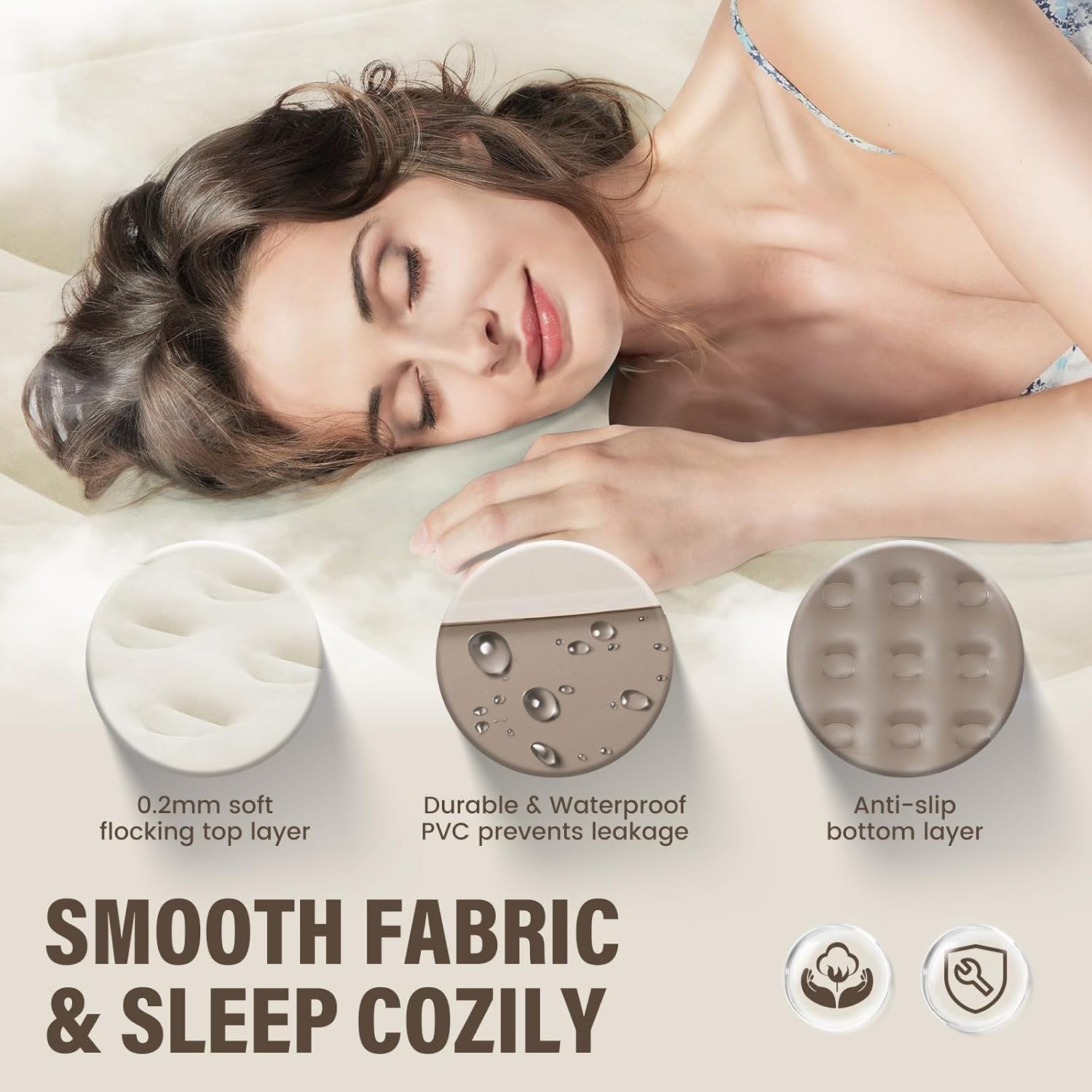Single Air Mattress Built-In Pump Quick Inflate 191x99x40cm