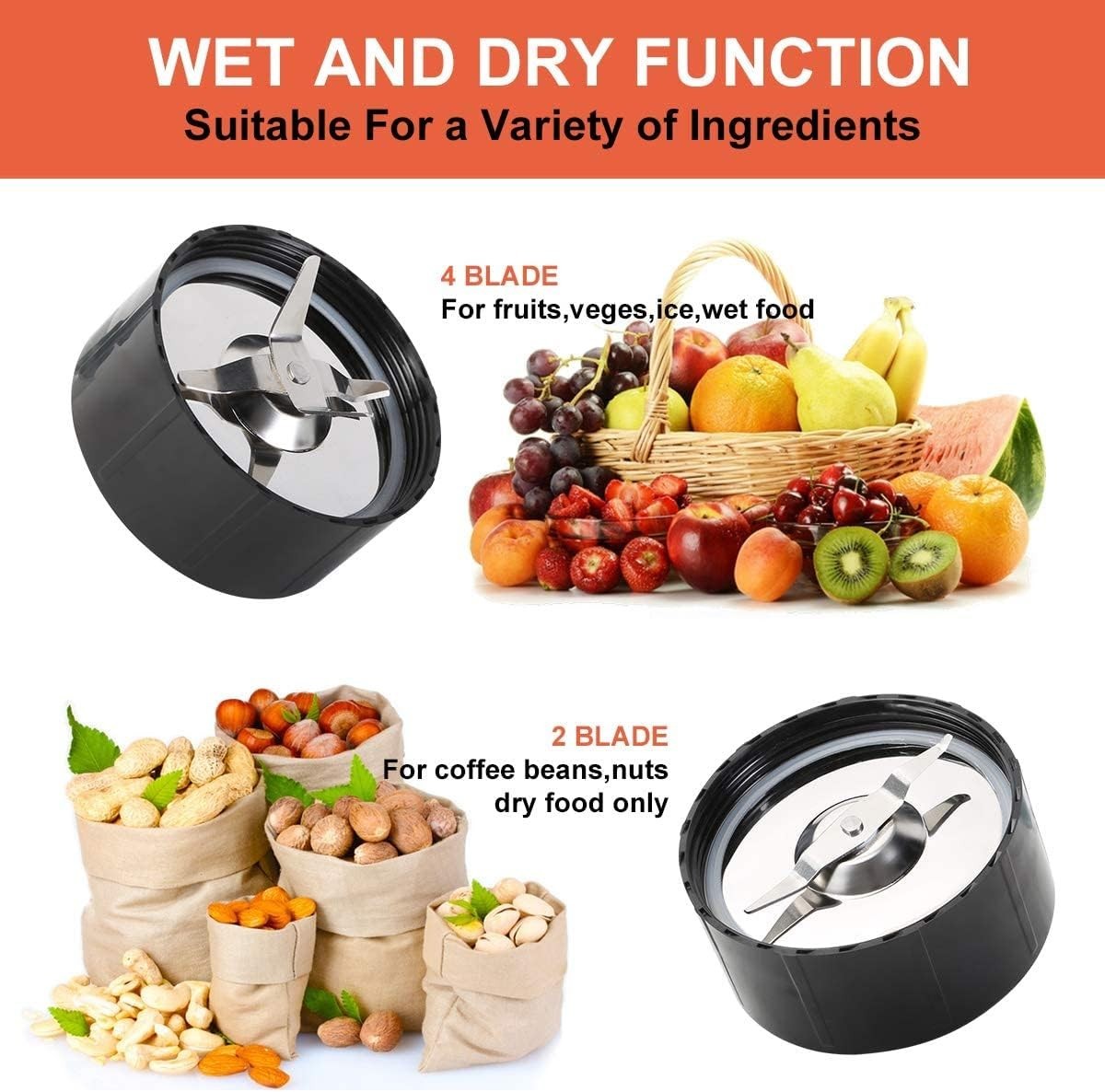 2200W Nutri Blender Mixer 1.25L Ice Crush Smoothie Juicer Grinder Set