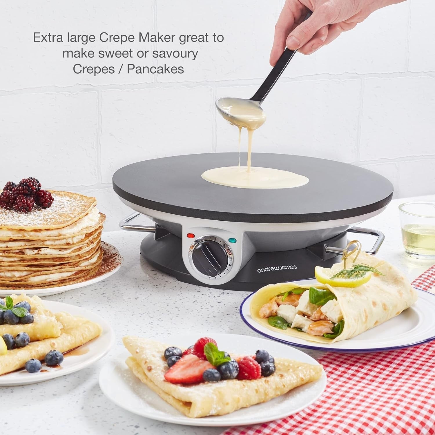 13" Electric Crepe & Pancake Maker 1200W Non-Stick w/ Accessories