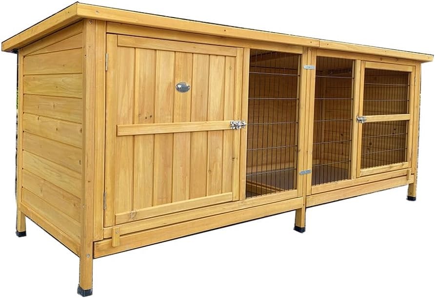 XXL Rabbit Hutch Predator Resistant Wooden Cage Large Outdoor Indoor