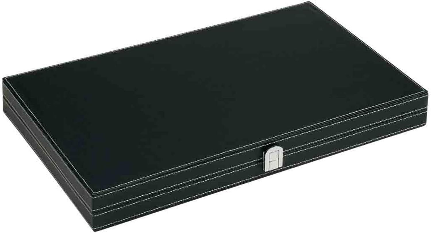 18 Inch Backgammon Board Game Faux Leather Travel Case Dice Checkers Set