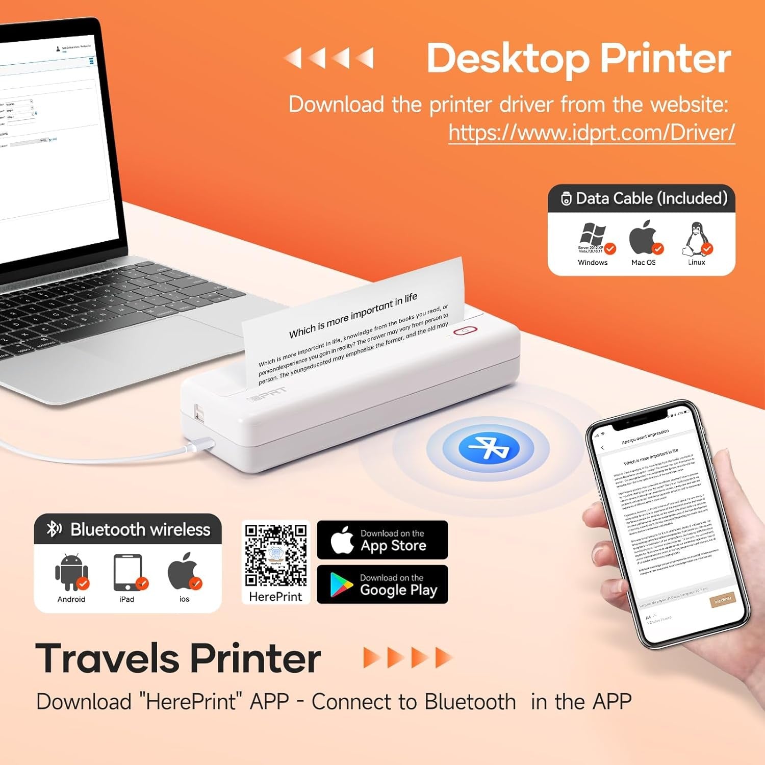 Portable Thermal Printer Bluetooth Mobile Printer – iDPRT MT890