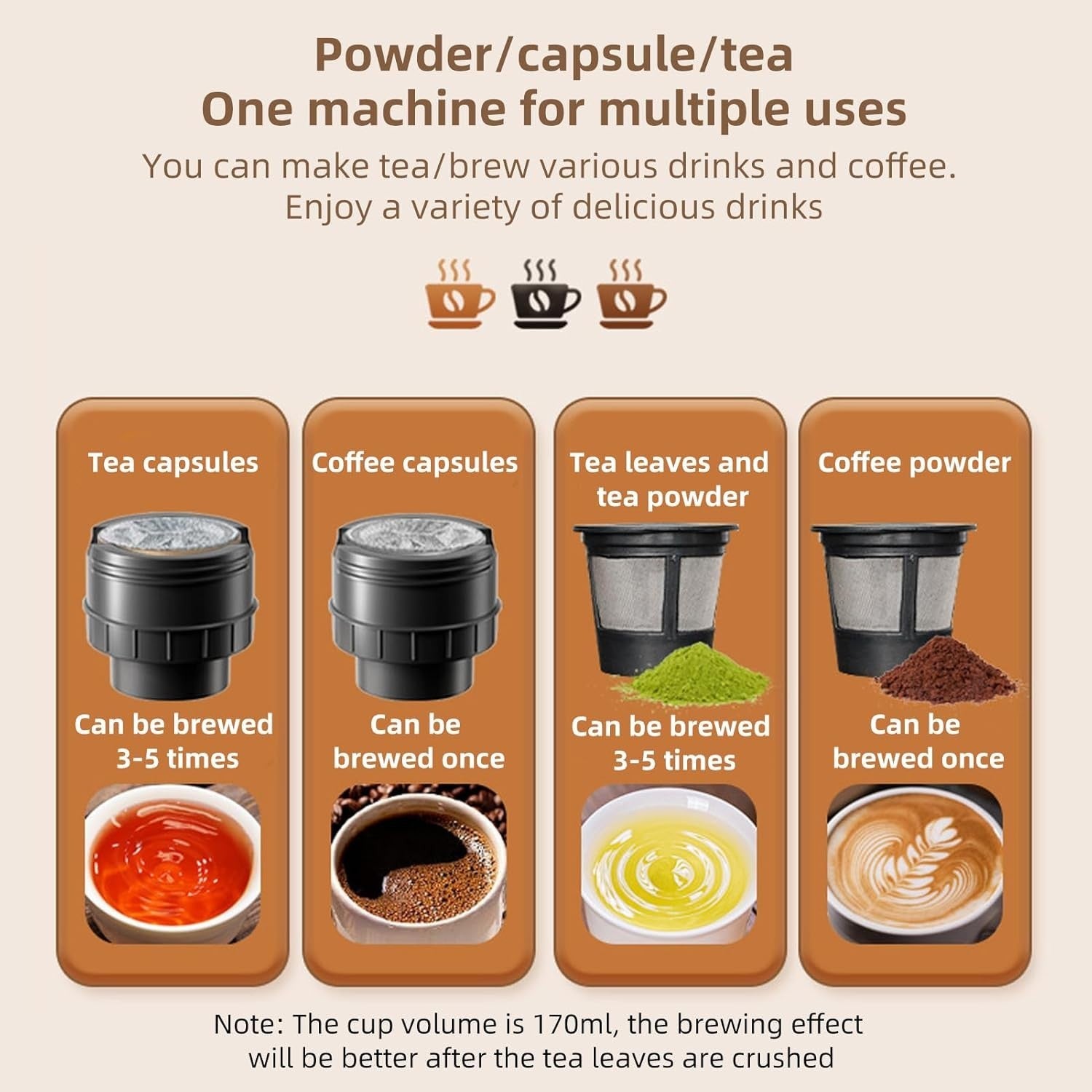 Portable Electric Espresso Maker 3-in-1 Hot Cold Brew Rechargeable
