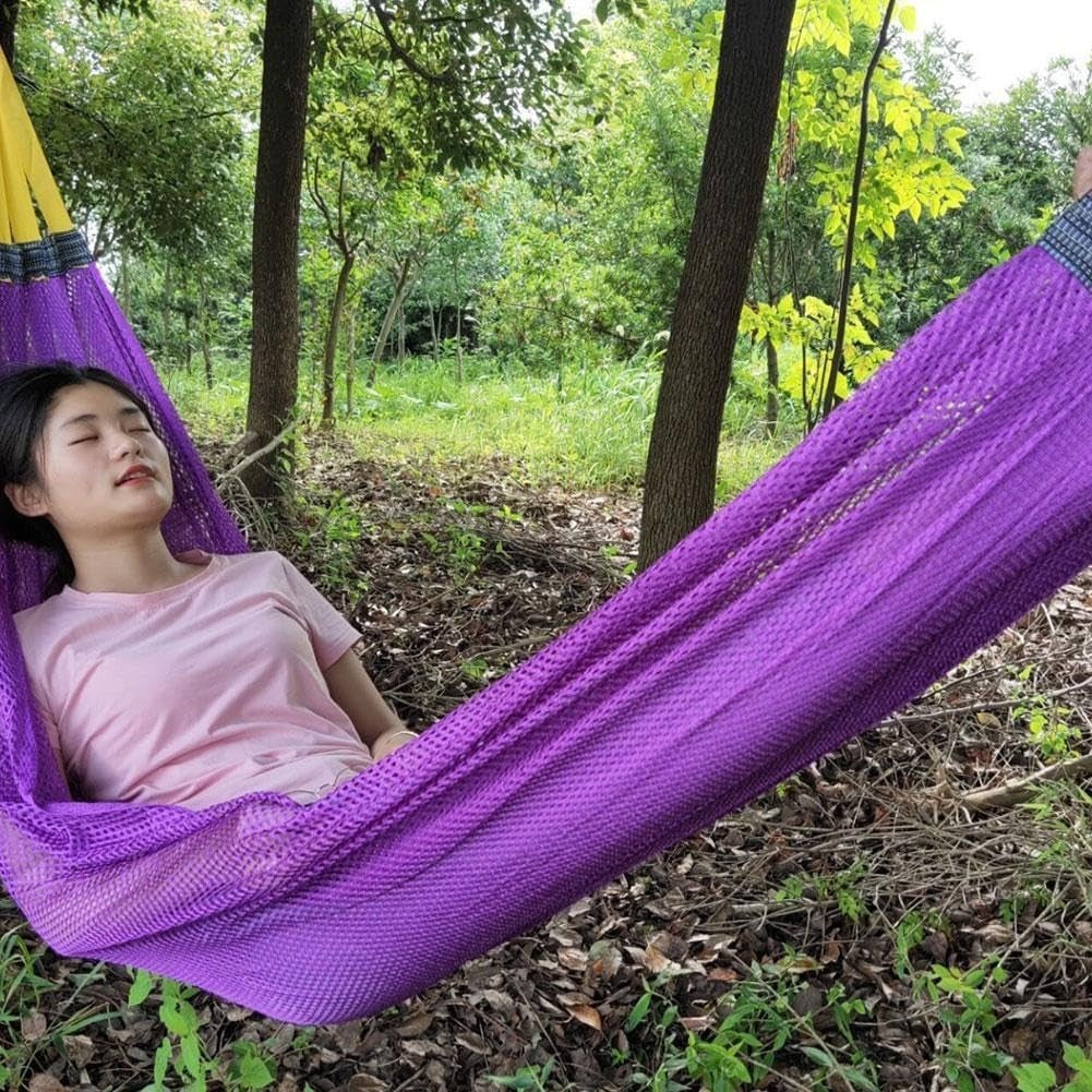 Lightweight Camping Hammock 400lb Load Portable Nylon with Tree Straps Purple