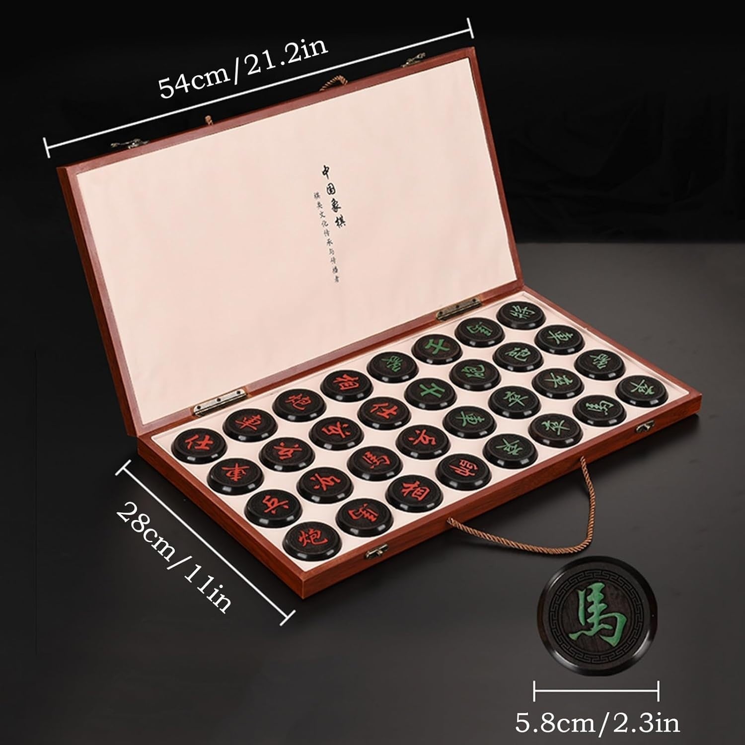 Sandalwood Xiangqi Travel Chess Set Foldable Board 2 Player Game