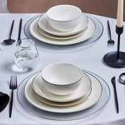 24 Piece Porcelain Dinner Set for 6 Plates Bowls Elegant White Tableware