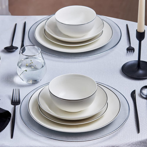 24 Piece Porcelain Dinner Set for 6 Plates Bowls Elegant White Tableware