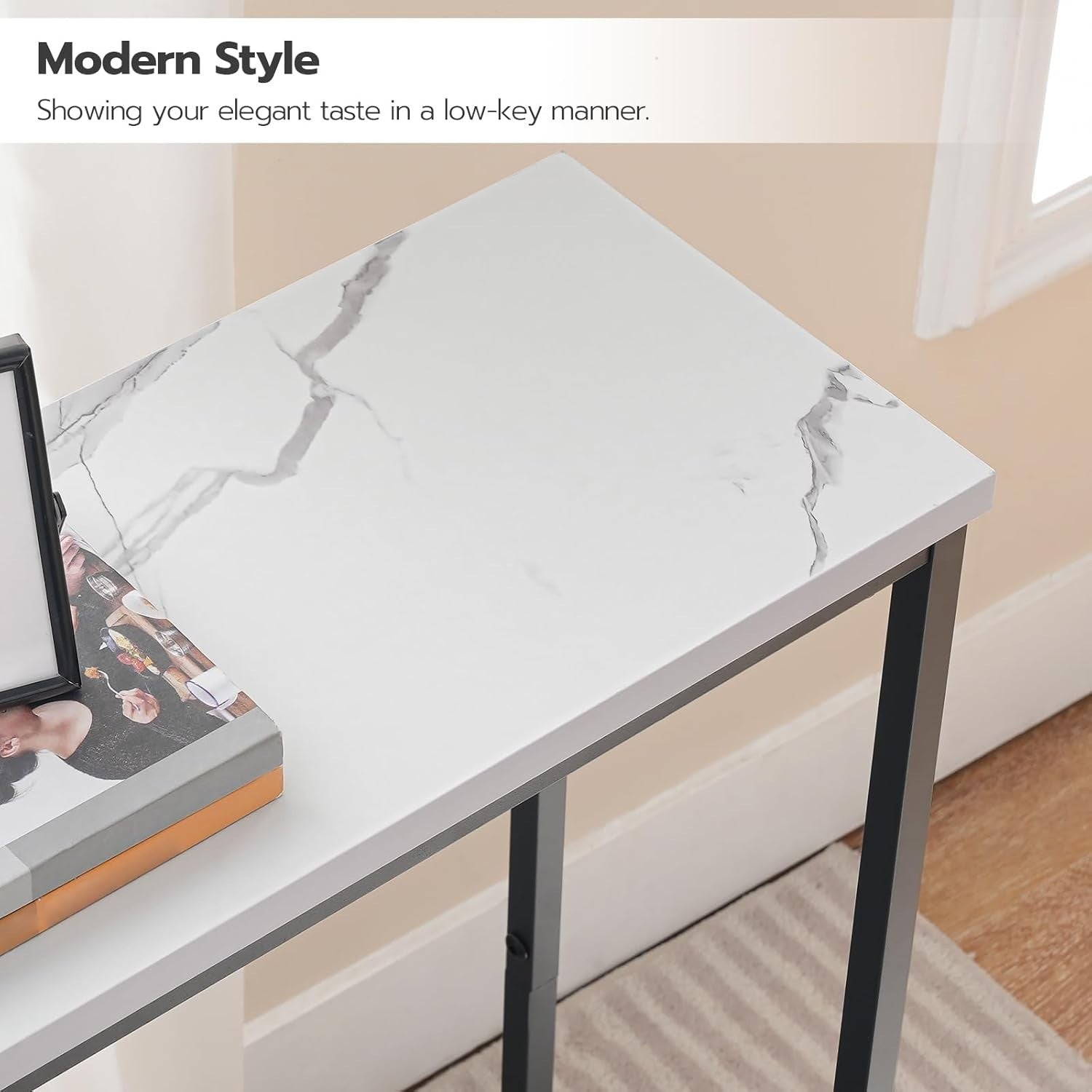 Slim Console Table with Marble Top & Metal Frame – Perfect for Hallways