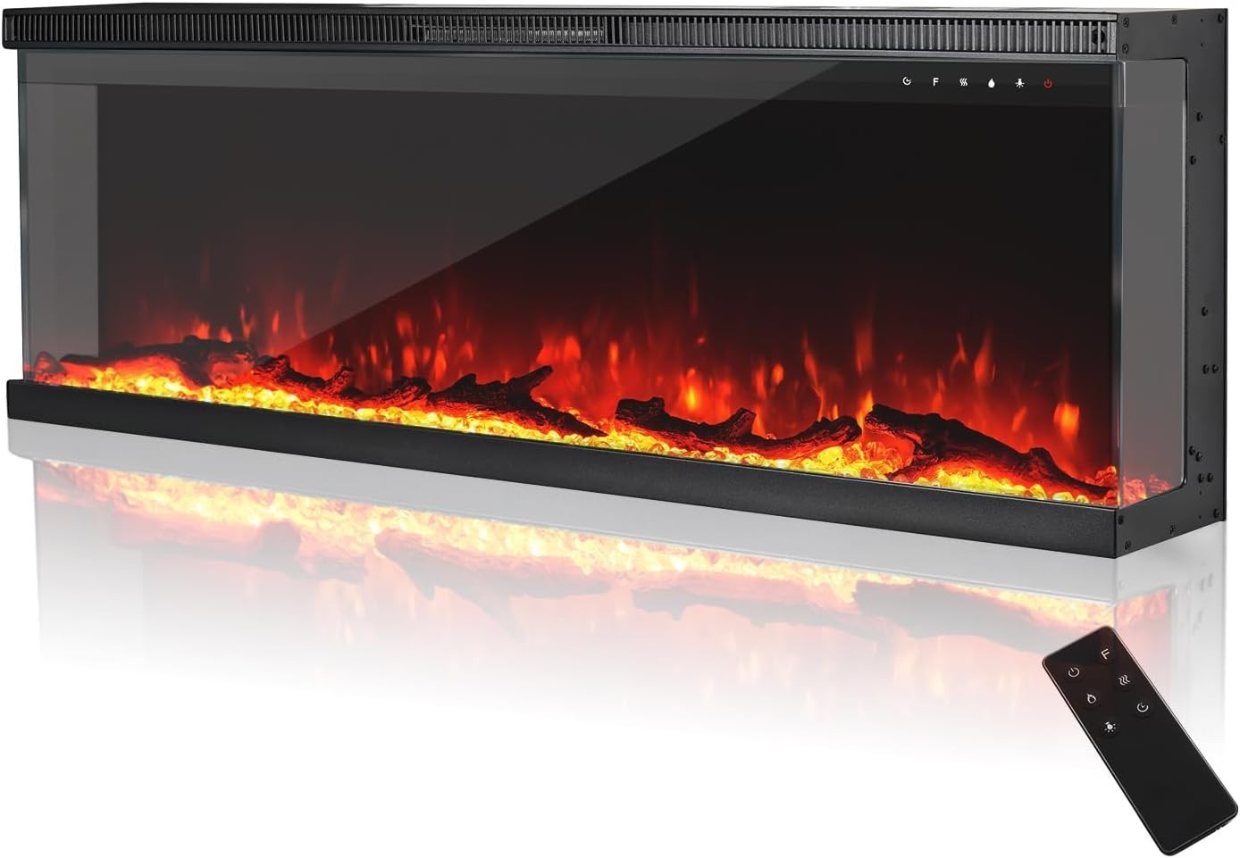 50" 3-Sided Electric Fireplace Wall Mount Freestanding 9-Color Flame Heater