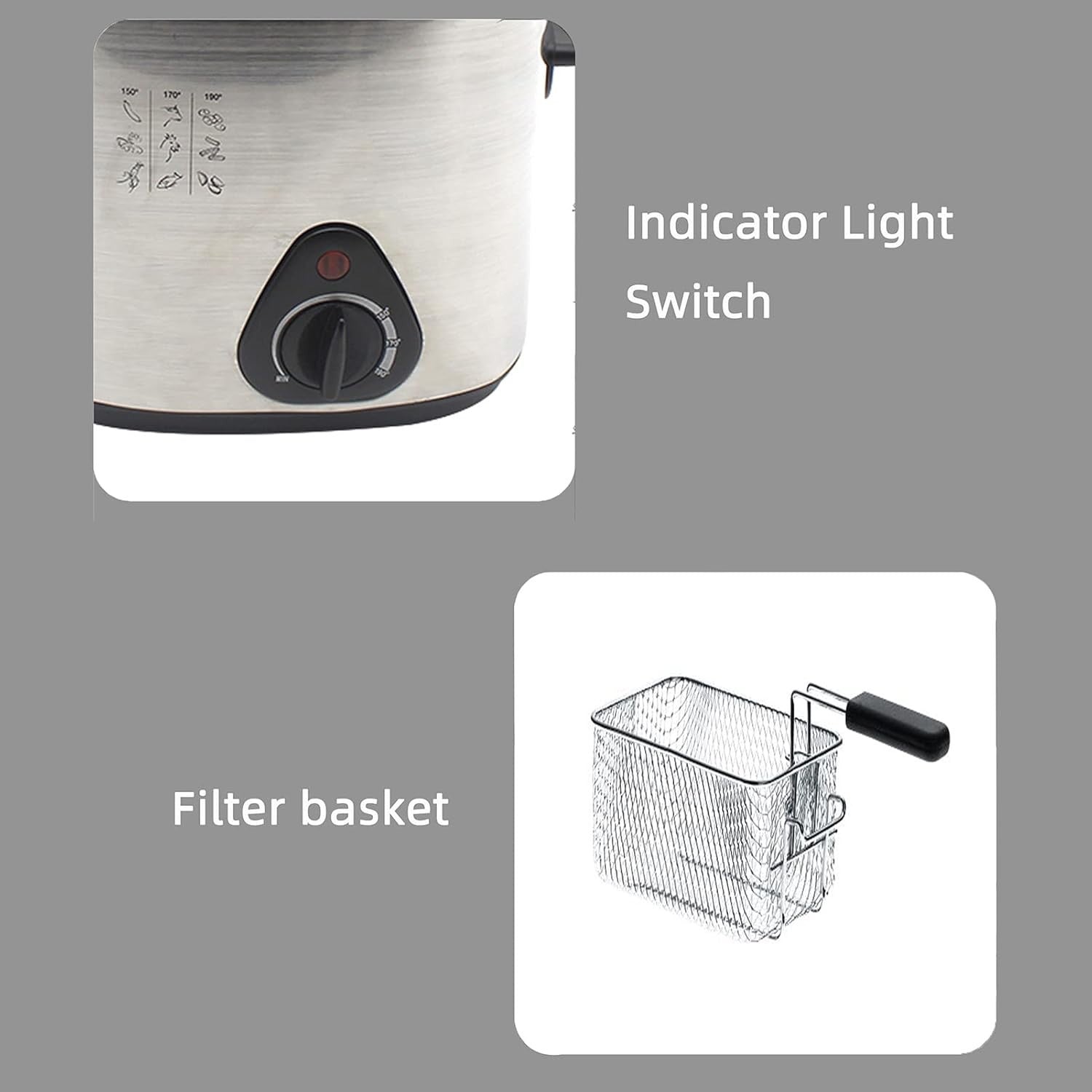 1.5L Electric Deep Fat Fryer 1000W Viewing Window Temp Control