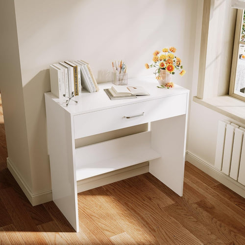 White Dressing Table Vanity Desk with Drawers Makeup Storage & Mirror