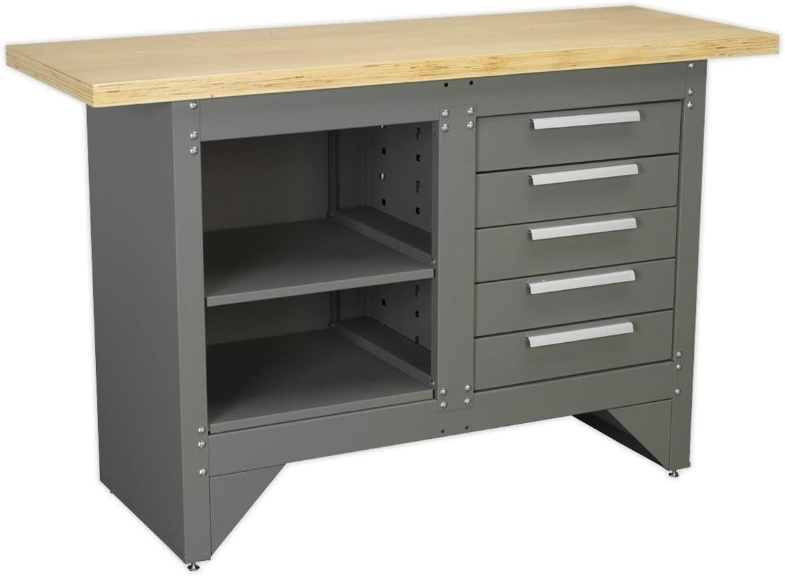 Heavy Duty Workbench 5 Drawer 1372x508mm Ball Bearing Runners 250kg