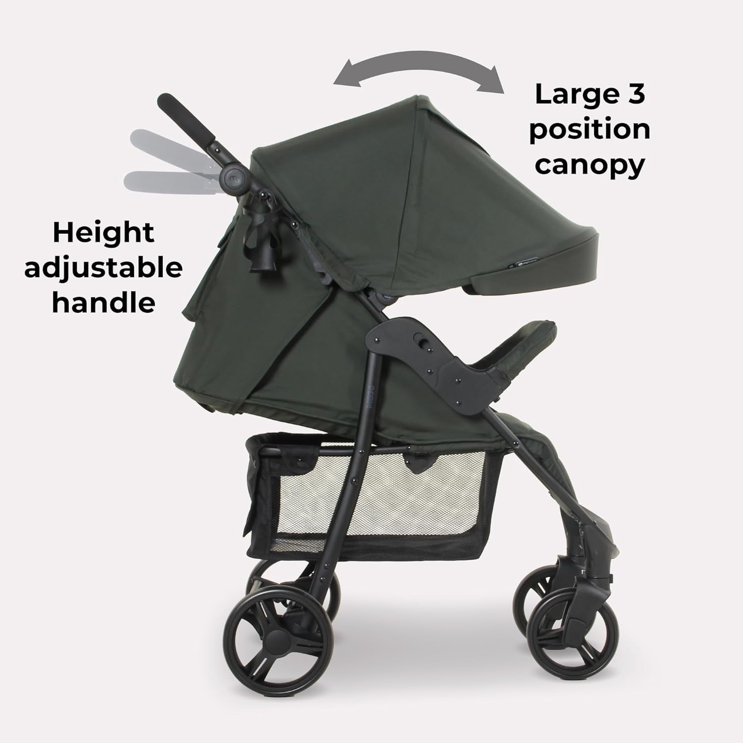 Forest Green Baby Pushchair Easy Fold Stroller Adjustable Handle Birth to 4Y