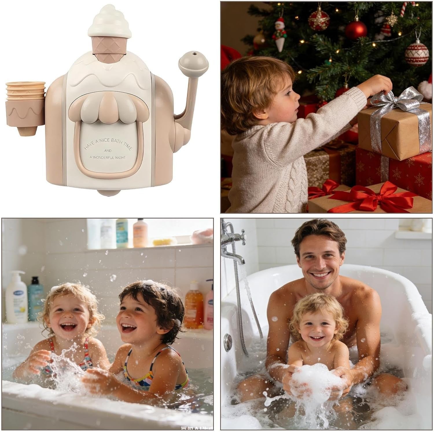 Bath Bubble Ice Cream Maker Foam Bath Toy with Suction Cup