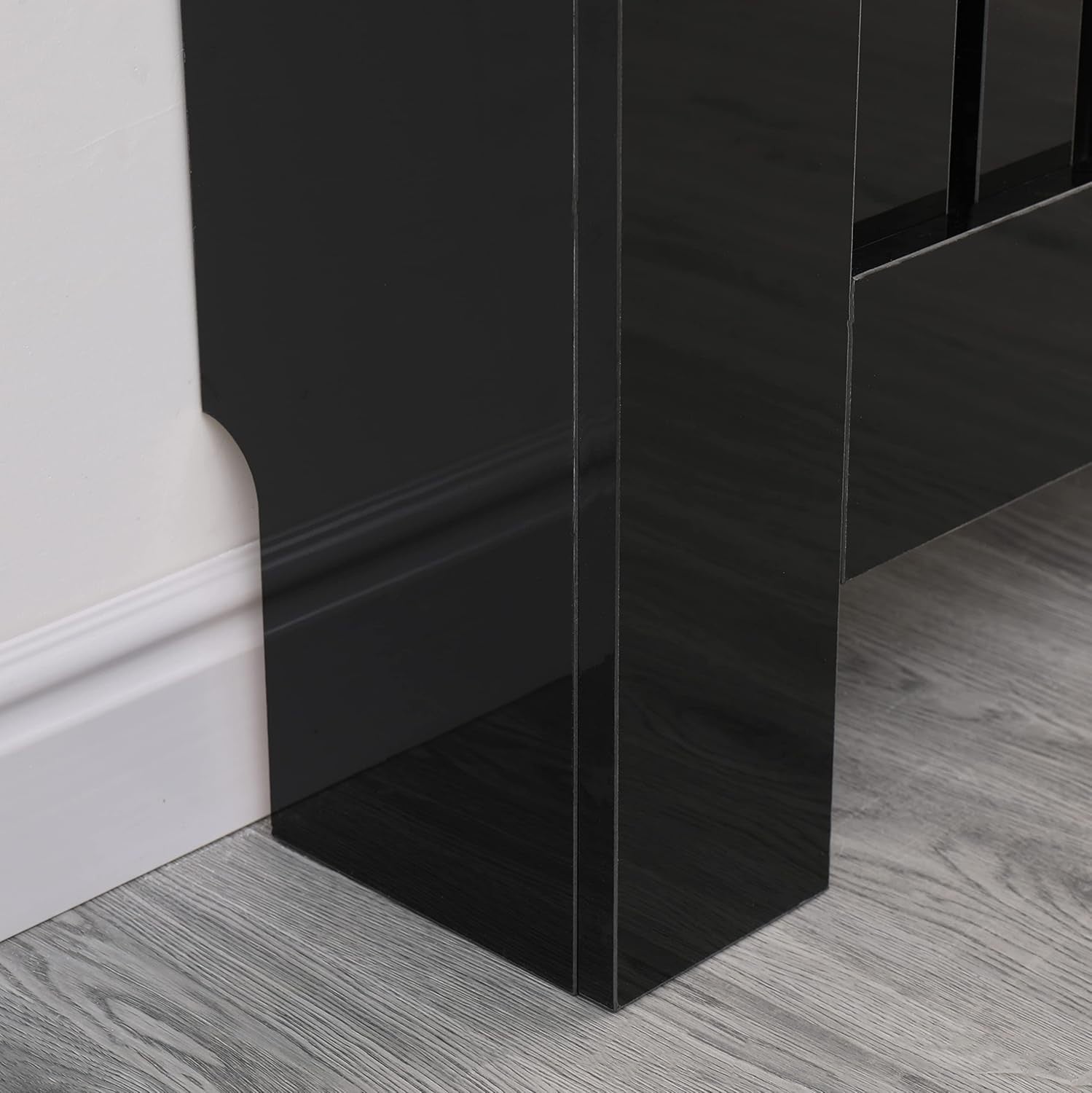 Large High Gloss Black Radiator Cover MDF Slatted Modern Cabinet Heating Unit