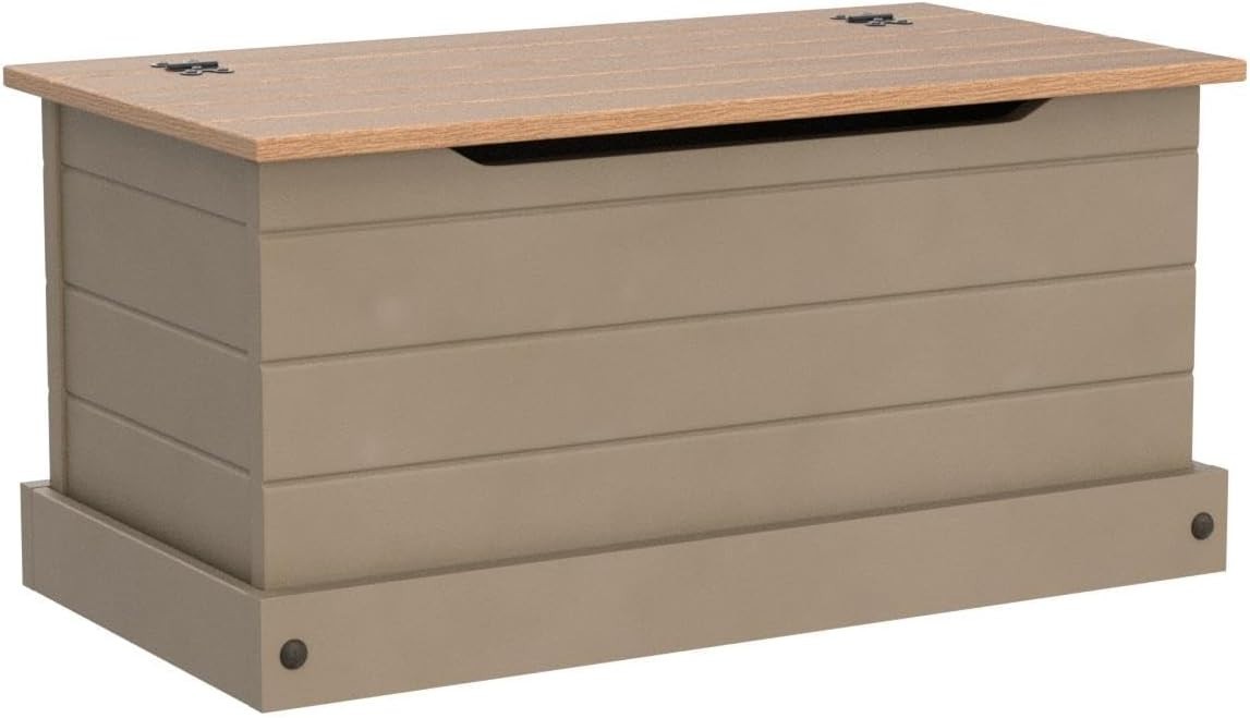 Solid Pine Storage Ottoman with Hinged Lid – Rustic Toy Chest & Bedding Box